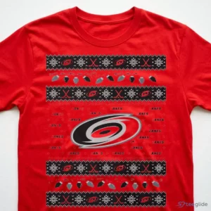Carolina Hurricanes Holiday Lights Sweater T-Shirt 2 carolina hurricanes holiday lights sweater t shirt 3