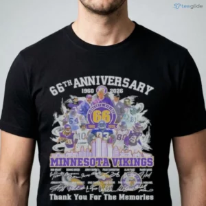 minnesota vikings 66th anniversary 1960 2026 thank you for the memories signatures t shirt 1