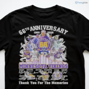 minnesota vikings 66th anniversary 1960 2026 thank you for the memories signatures t shirt 3