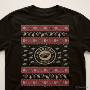 Minnesota Wild Holiday Lights Sweater T-Shirt 2 minnesota wild holiday lights sweater t shirt 3
