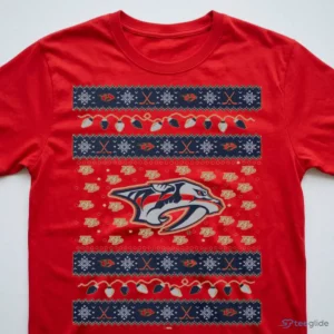 Nashville Predators Holiday Lights Sweater T-Shirt 2 nashville predators holiday lights sweater t shirt 3