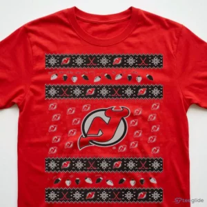 New Jersey Devils Holiday Lights Sweater T-Shirt 2 new jersey devils holiday lights sweater t shirt 3