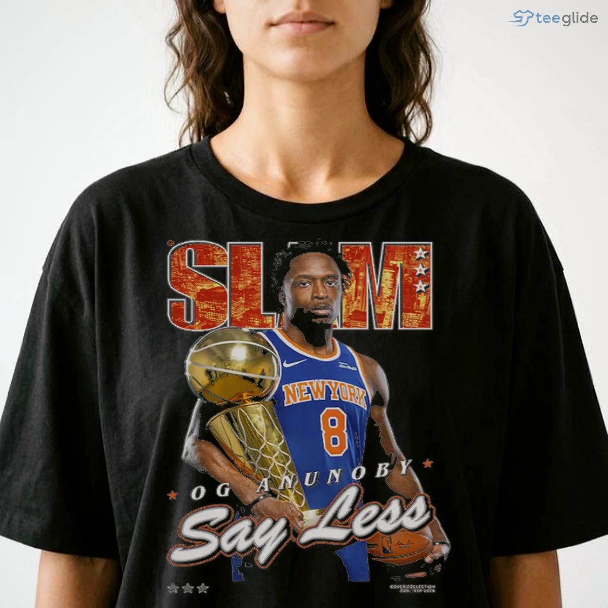 OG Anunoby New York Knicks SLAM Unisex 2026 NBA Finals Champions Cover T-Shirt 8 OG Anunoby New York Knicks SLAM Unisex 2026 NBA Finals Champions Cover T-Shirt - Front View