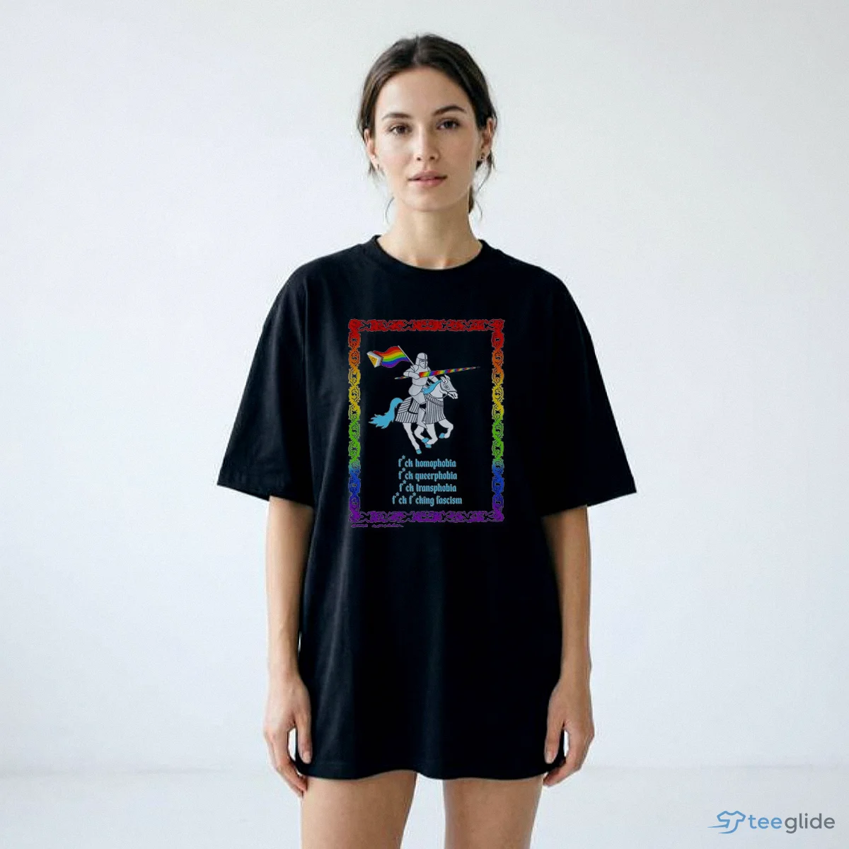 Pride Knight Fuck Homophobia Transphobia Rainbow Flag Shirt 8 Shop Pride Knight Fuck Homophobia Transphobia Rainbow Flag Shirt Online