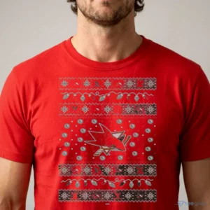 san jose sharks holiday lights sweater t shirt 1