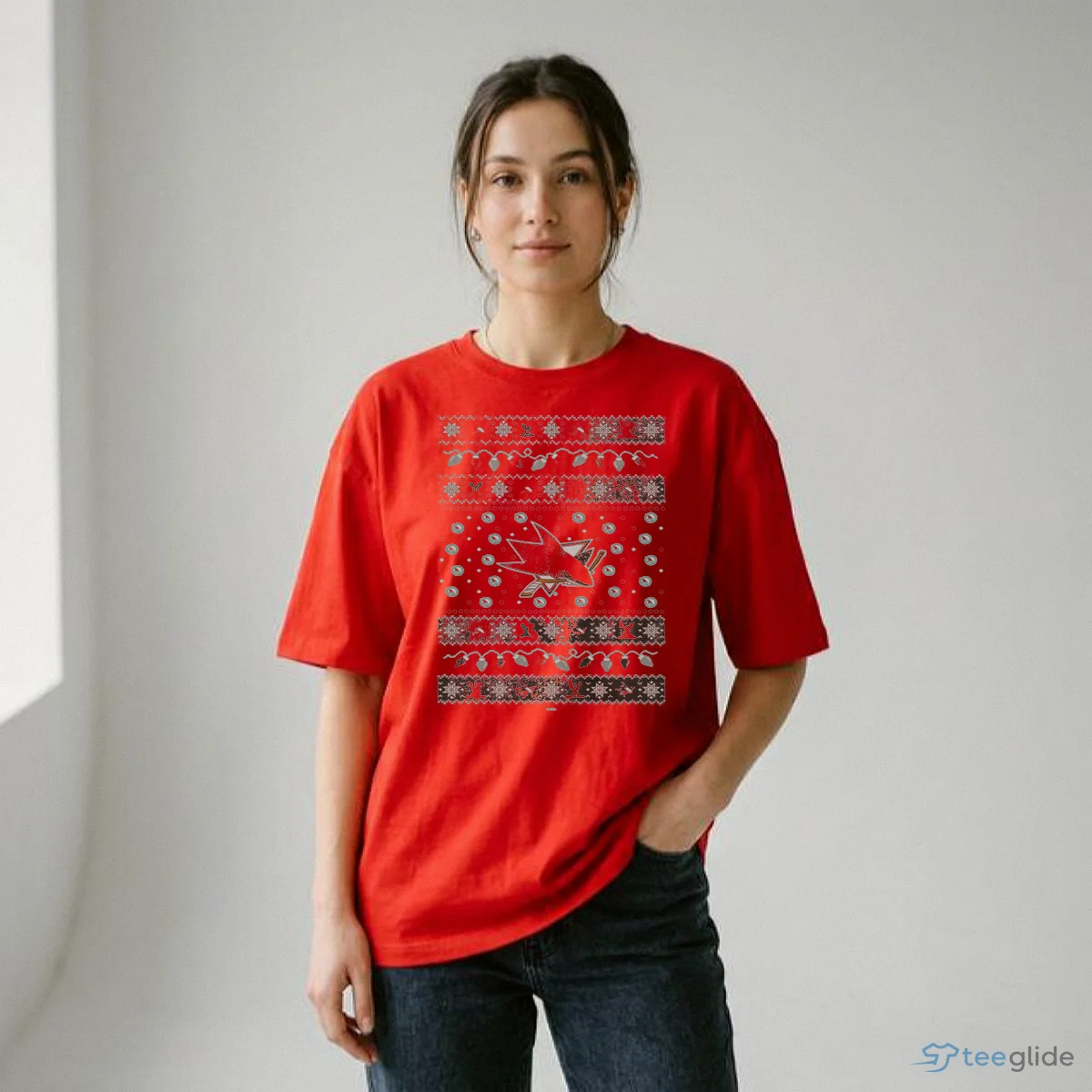 san jose sharks holiday lights sweater t shirt 2 san jose sharks holiday lights sweater t shirt 2