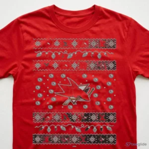 San Jose Sharks Holiday Lights Sweater T-Shirt 2 san jose sharks holiday lights sweater t shirt 3