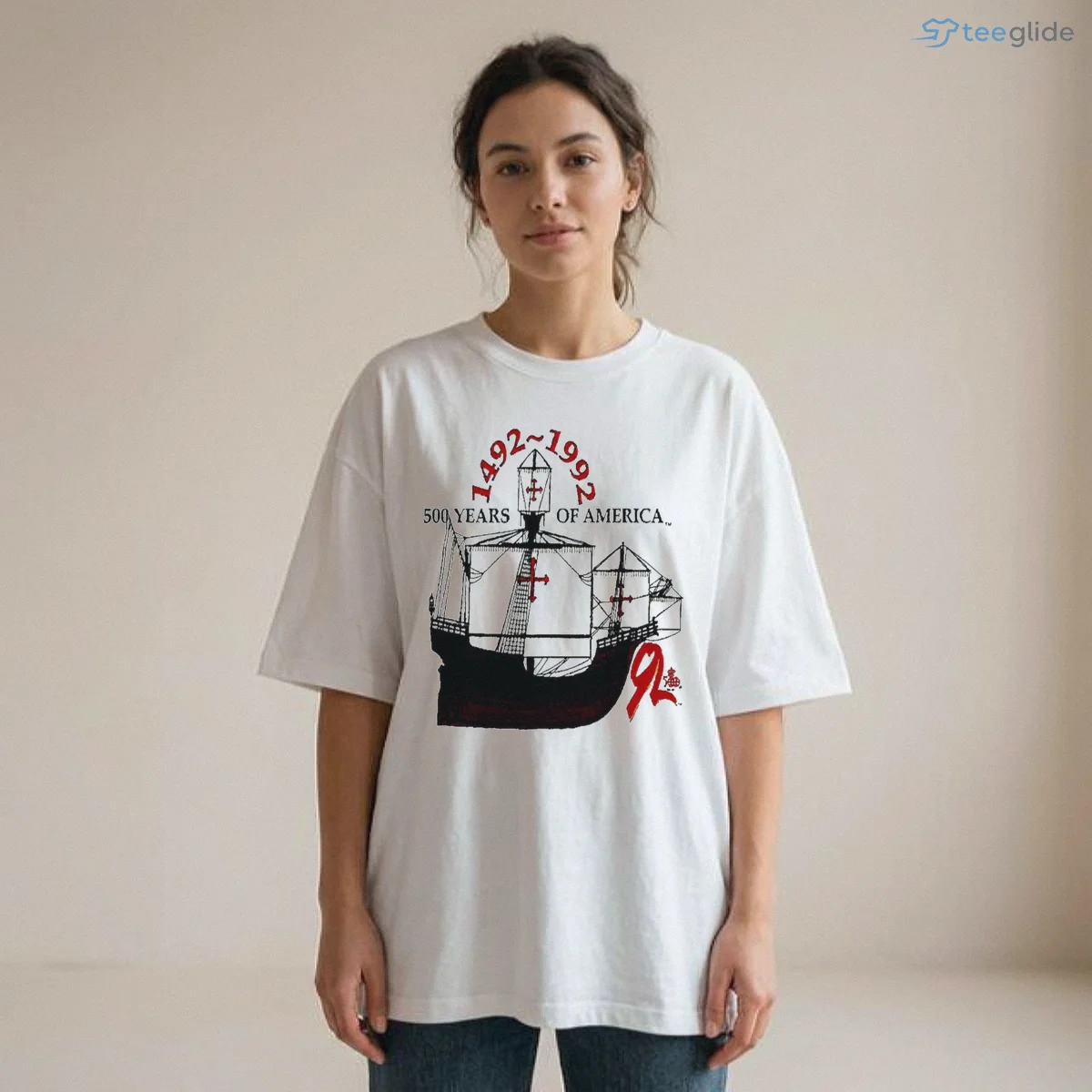 Shia LaBeouf Christopher Columbus 1492-1992 500 Years Of America Ship Shirt 8 Shia LaBeouf Christopher Columbus 1492-1992 500 Years Of America Ship Shirt