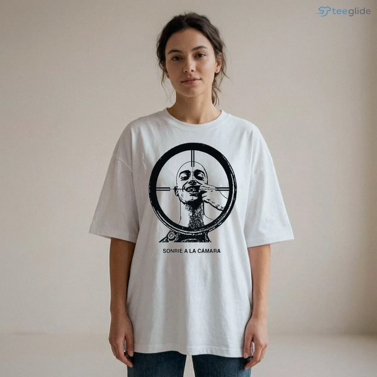 Sonrie A La Camara Spanish Smile For The Camera Sniper Scope Target Bald Man Graphic Shirt 8 Sonrie A La Camara Spanish Smile For The Camera Sniper Scope Target Bald Man Graphic Shirt