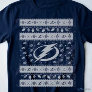 Tampa Bay Lightning Holiday Lights Sweater T-Shirt 2 tampa bay lightning holiday lights sweater t shirt 3