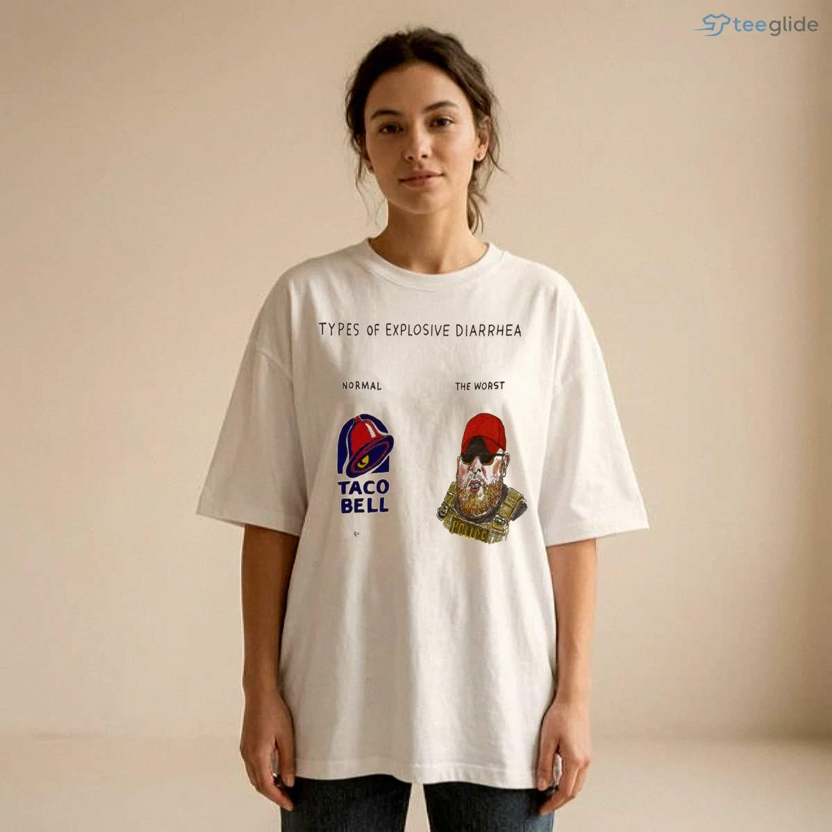types of explosive diarrhea taco bell vs police officer meme funny t shirt 2 types of explosive diarrhea taco bell vs police officer meme funny t shirt 2