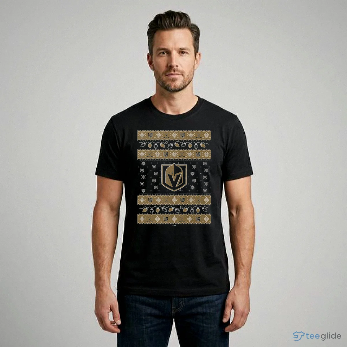 vegas golden knights holiday lights sweater t shirt 1 vegas golden knights holiday lights sweater t shirt 1