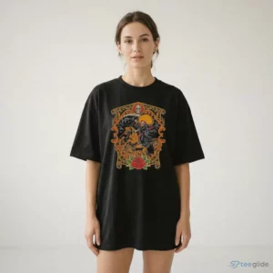 vintage grim reaper riding horse dark art skeleton gothic rose shirt 2