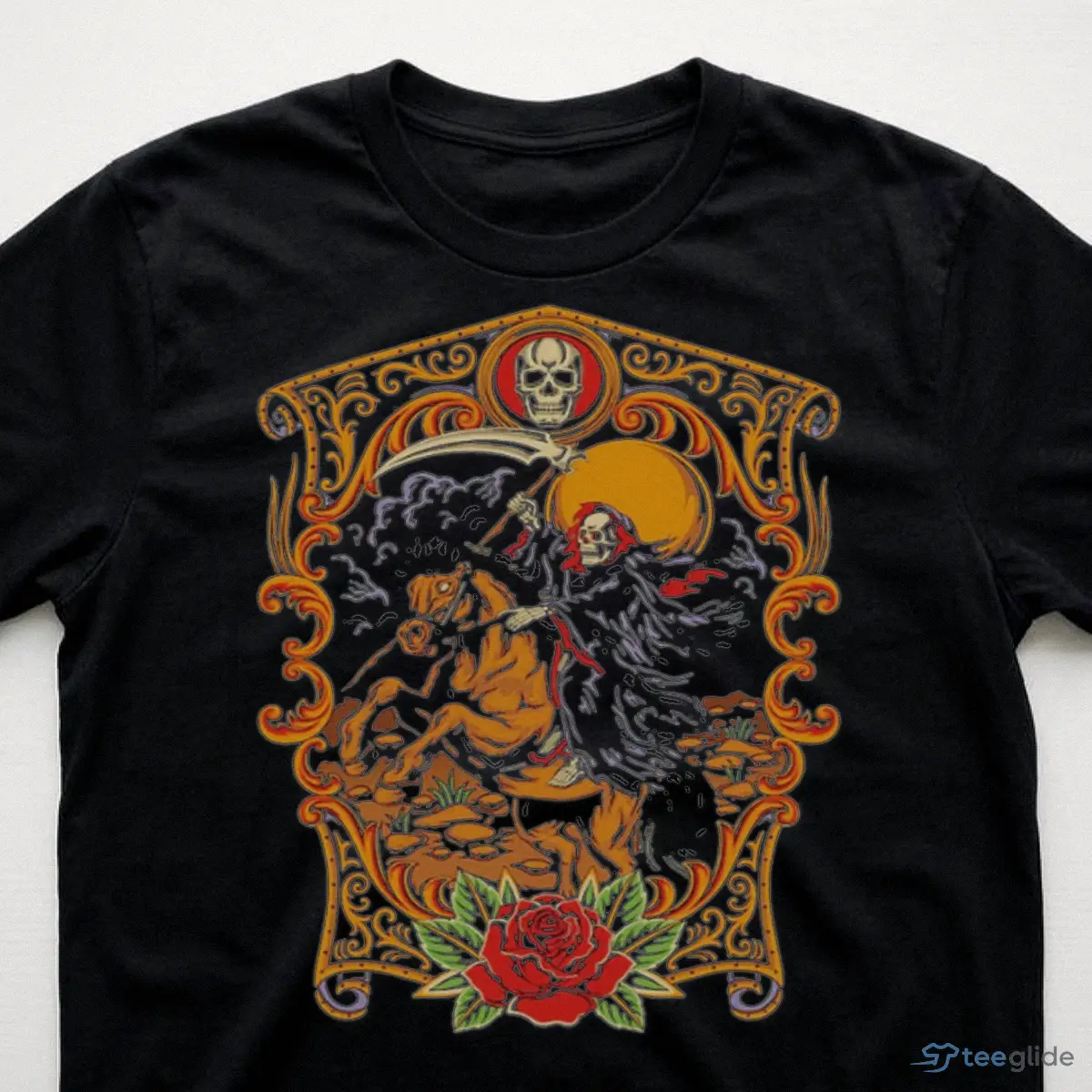 vintage grim reaper riding horse dark art skeleton gothic rose shirt 3 vintage grim reaper riding horse dark art skeleton gothic rose shirt 3