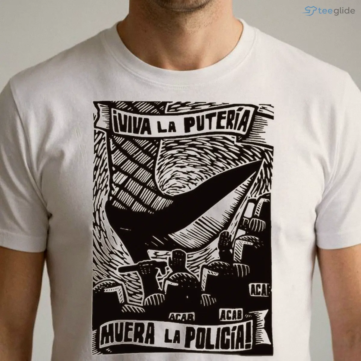 viva la puteria muera la policia spanish protest woodcut shirt 1 viva la puteria muera la policia spanish protest woodcut shirt 1