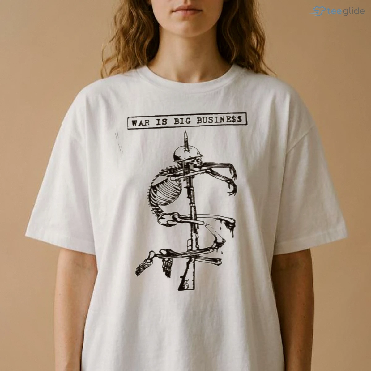 War Is Big Business Anti War Skeleton Dollar Sign Punk Vintage Graphic Shirt 8 War Is Big Business Anti War Skeleton Dollar Sign Punk Vintage Graphic Shirt - Front View