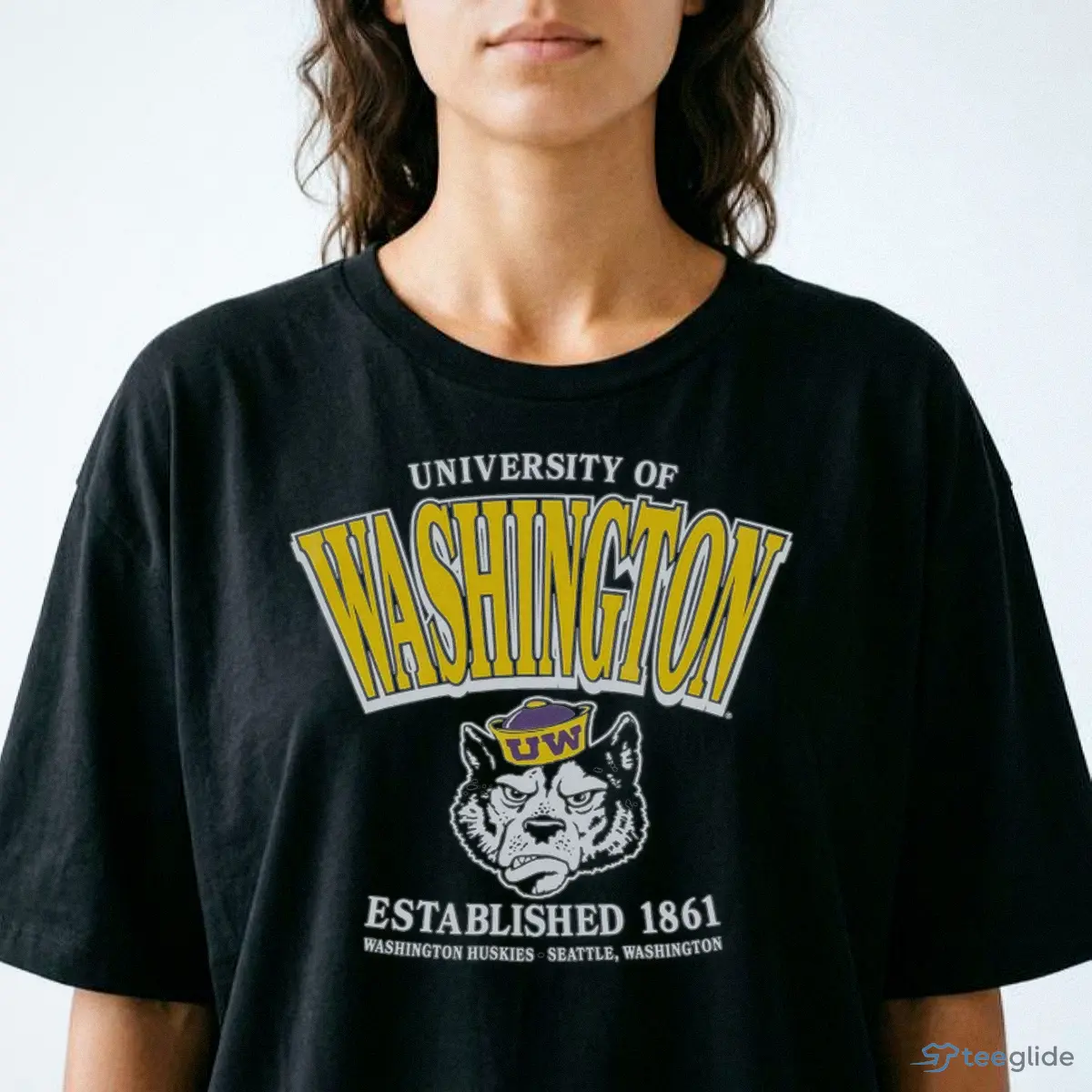 Washington Huskies Black Checkdown Franklin T-Shirt 8 Washington Huskies Black Checkdown Franklin T-Shirt