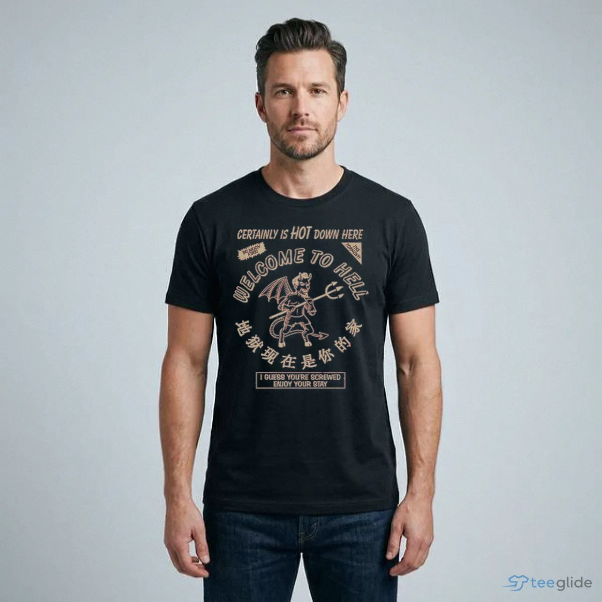 welcome to hell certainly is hot down here vintage devil t shirt 1 welcome to hell certainly is hot down here vintage devil t shirt 1