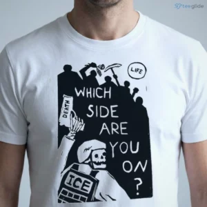 which side are you on skeleton anti ice protest shirt 1