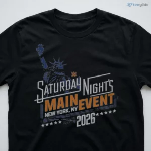 WWE Saturday Night'S Main Event 2026 WHT Shirt 2 wwe saturday night s main event 2026 wht shirt 3
