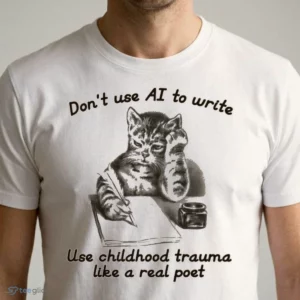 don t use ai to write use childhood trauma like a real poet t shirt 1