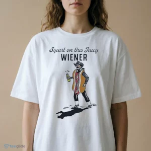squirt on this juicy wiener cartoon cowboy hot dog costume mustard shirt 2