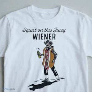 Squirt On This Juicy Wiener Cartoon Cowboy Hot Dog Costume Mustard Bottle Graphic Shirt 2 squirt on this juicy wiener cartoon cowboy hot dog costume mustard shirt 3