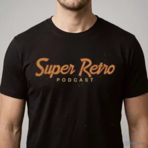 super retro podcast logo shirt 1