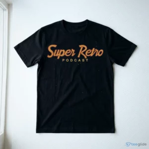 super retro podcast logo shirt 3