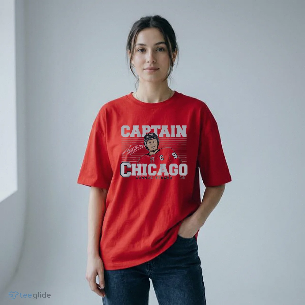 Connor Bedard Captain Chicago Graphic T-Shirt 8 Connor Bedard Captain Chicago Graphic T-Shirt - Design Preview